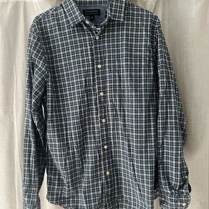 Banana Republic Navy and Yellow Checkered Shirt
